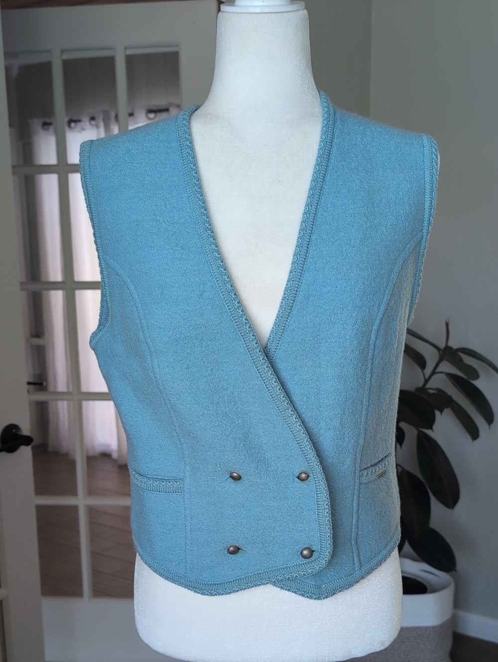 Vintage Geiger Double-Breasted Light Blue Vest Small